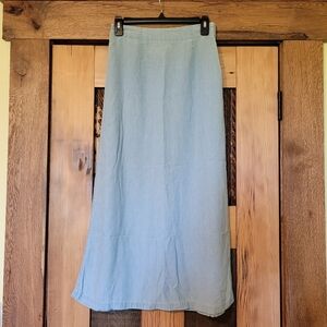 Eddie Bauer Light Blue Denim/Chambray-Look Summer Skirt Long Lightweight Sz4